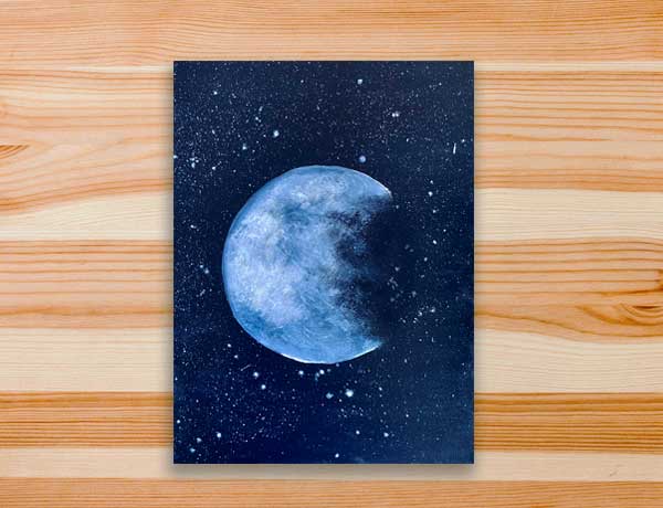 Pintura acrílica em tela sob o luar lua estrelas